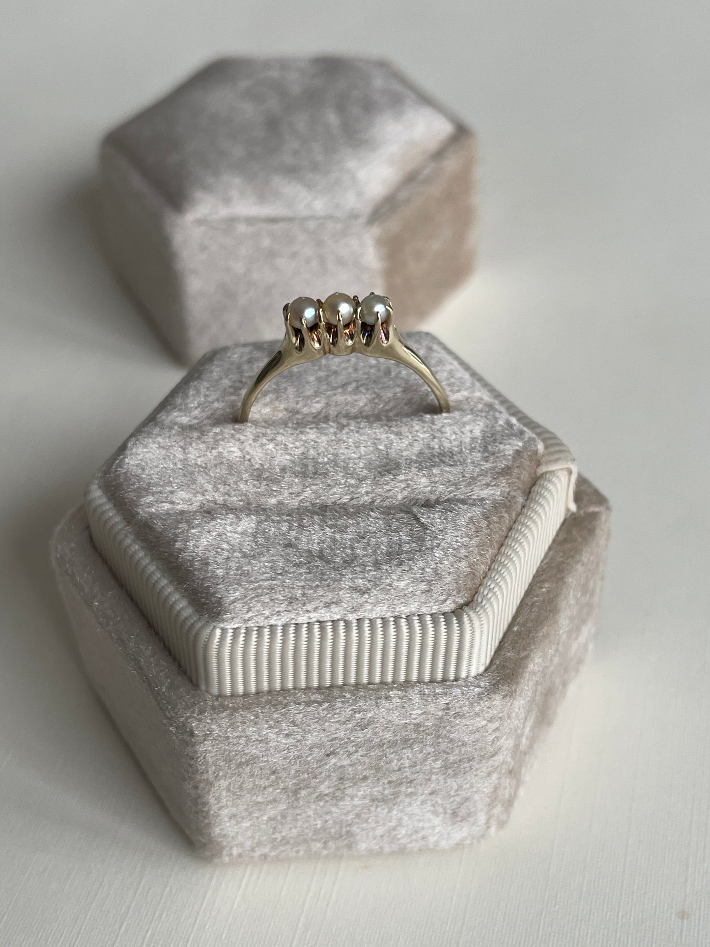 Vintage 14K Trinity Pearl Ring