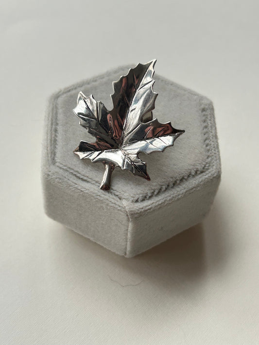 Vintage Sterling Maple Leaf Brooch