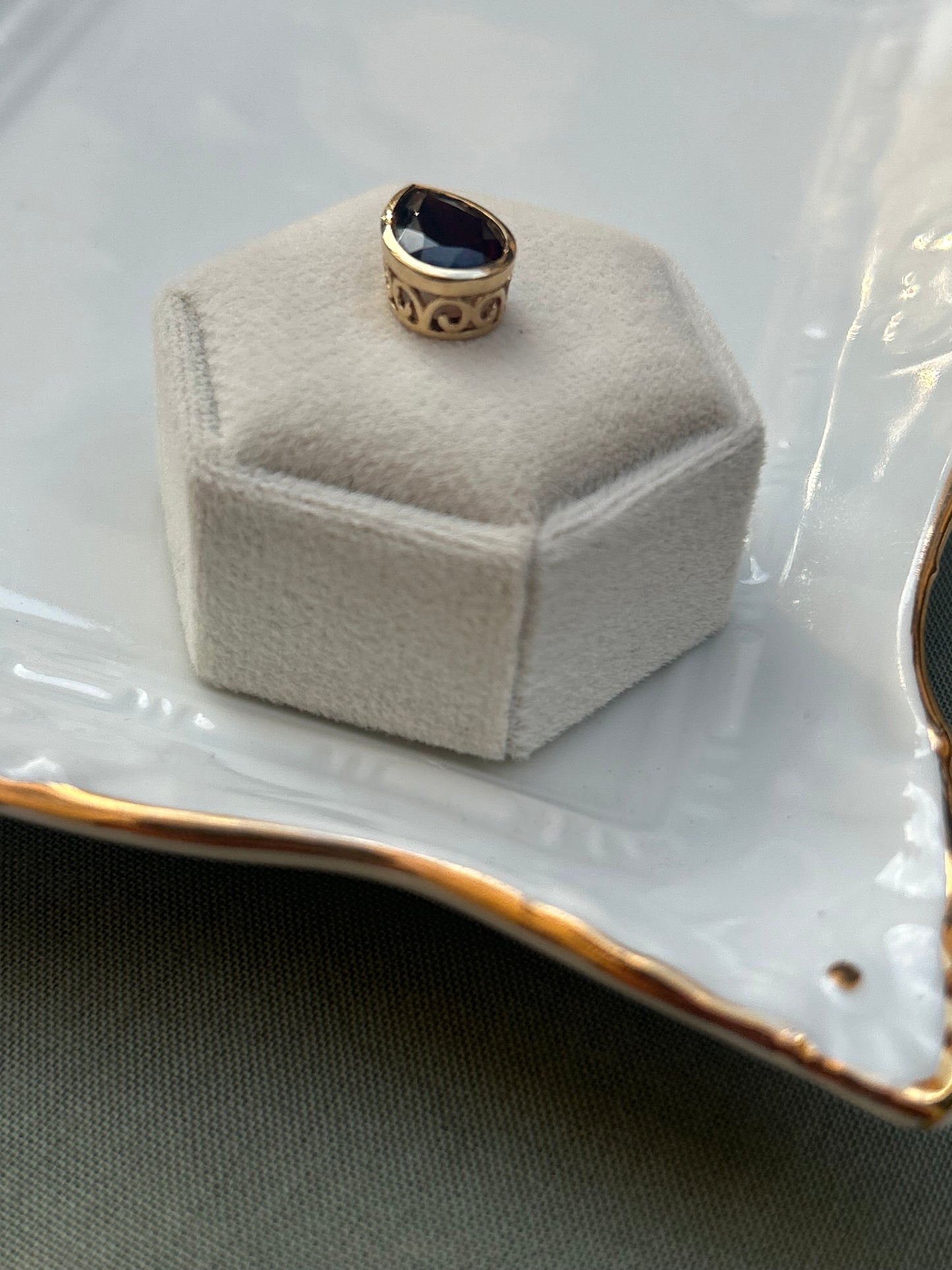 10K Gold Pear Garnet Pendant