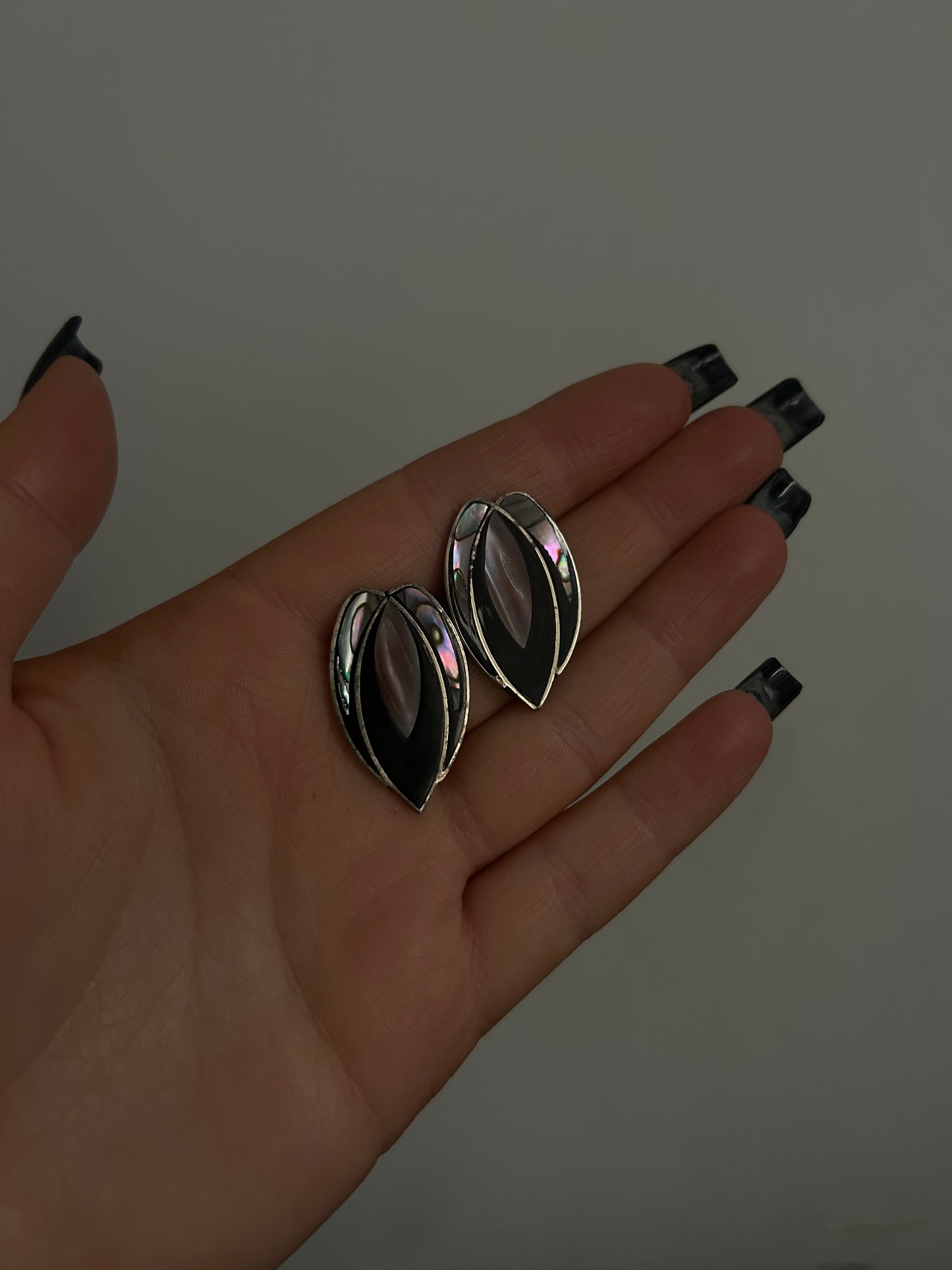 Vintage Budding Abalone Flower Studs