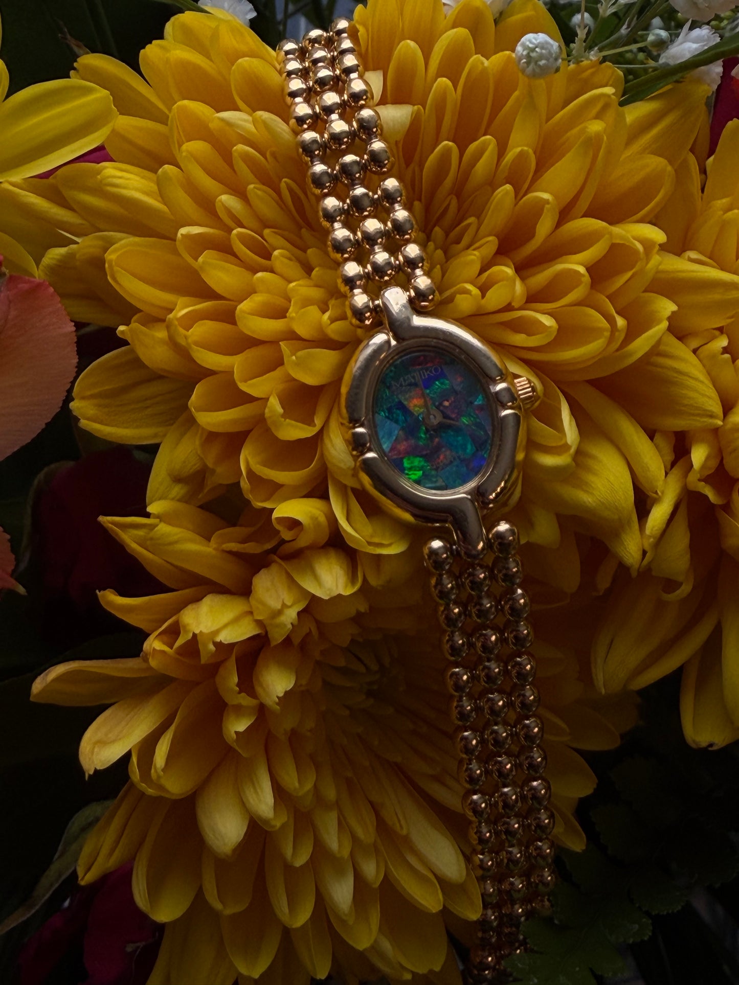 Vintage 1980's Matiko Opal Face Cocktail Watch