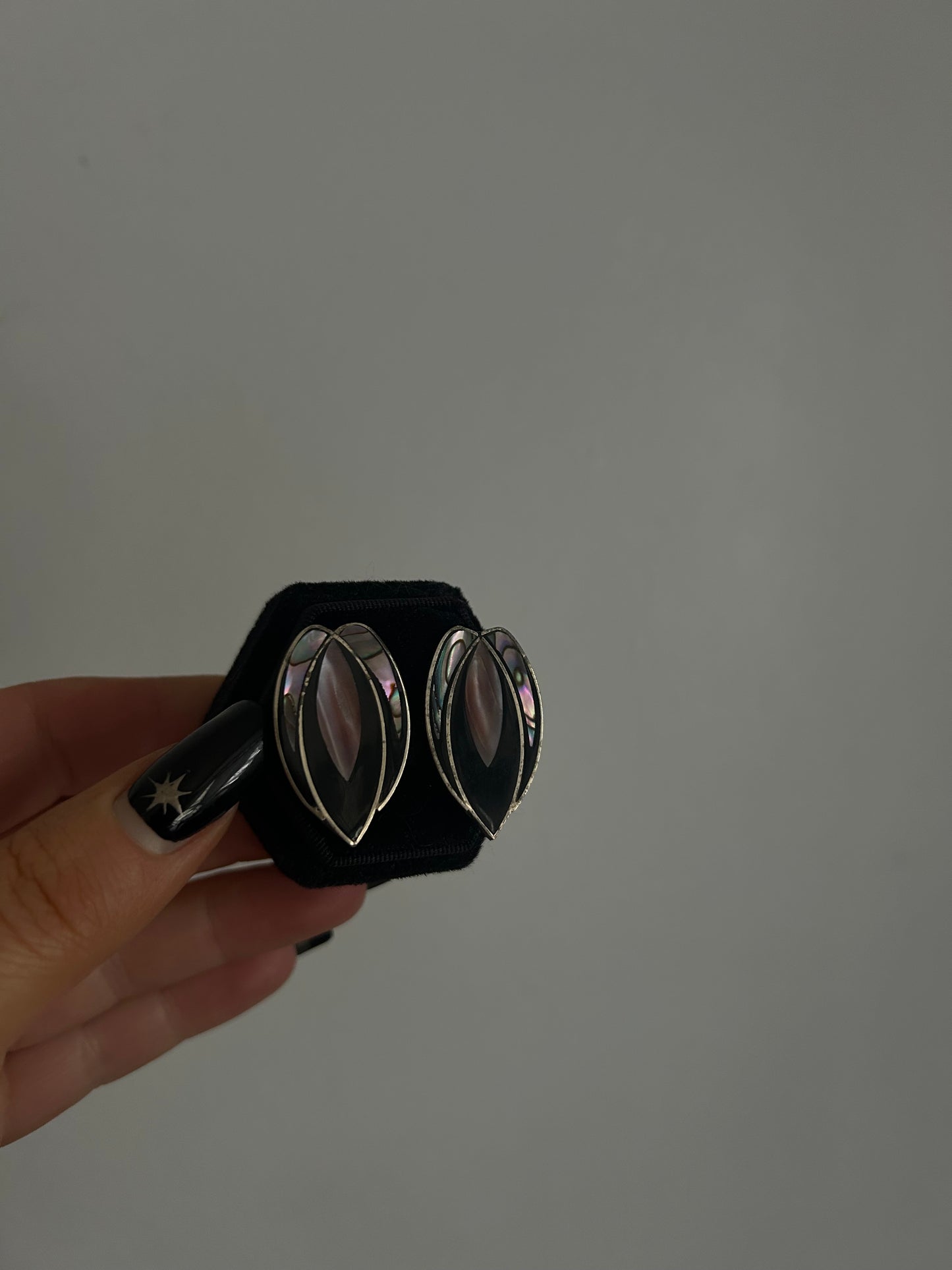 Vintage Budding Abalone Flower Studs