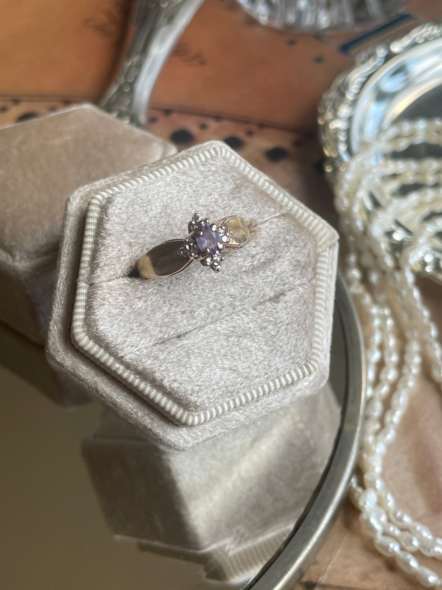 10K Lavender Amethyst with accent stones