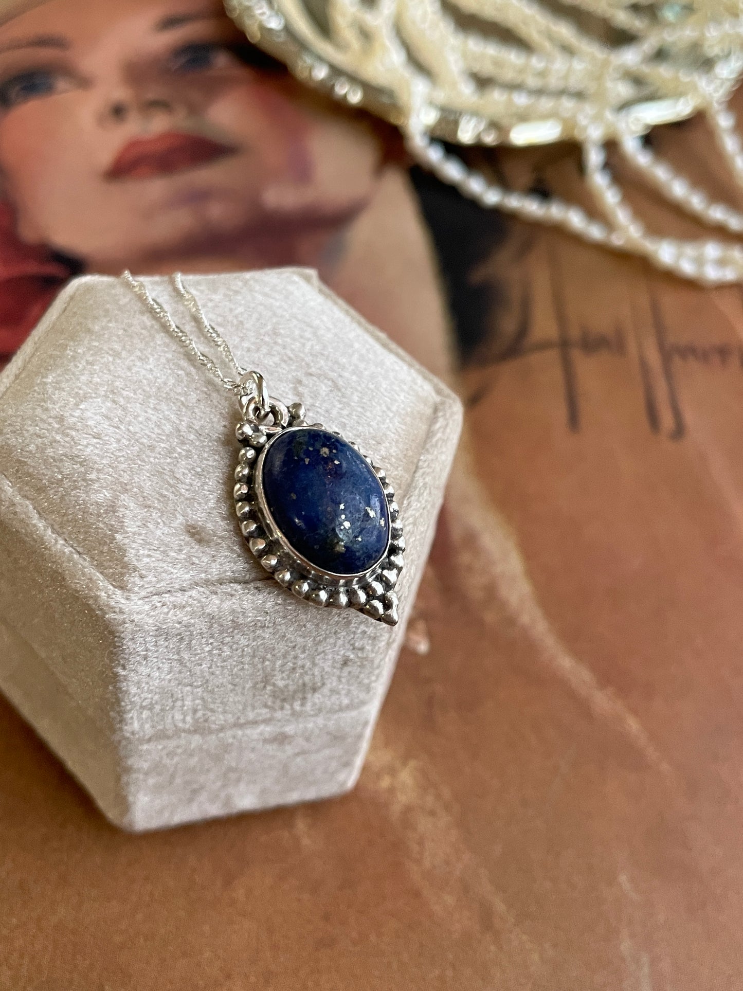Vintage Silver Handmade Lapis Pendant