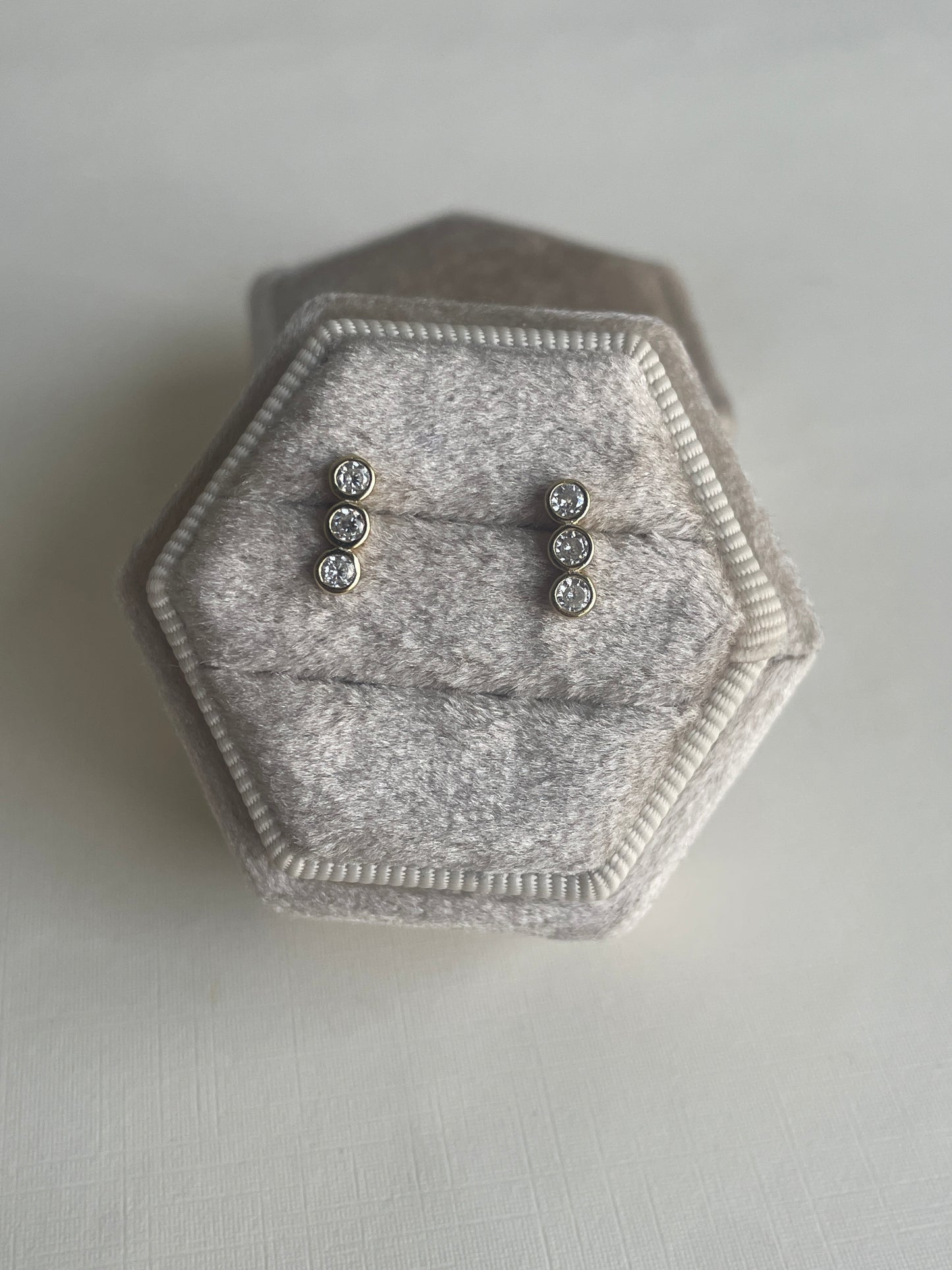 Trinity Bezel Set Sparkle Studs