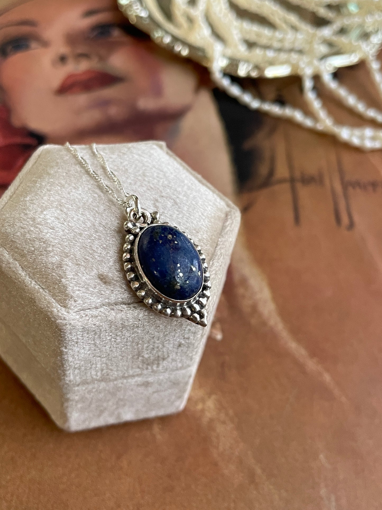 Vintage Silver Handmade Lapis Pendant