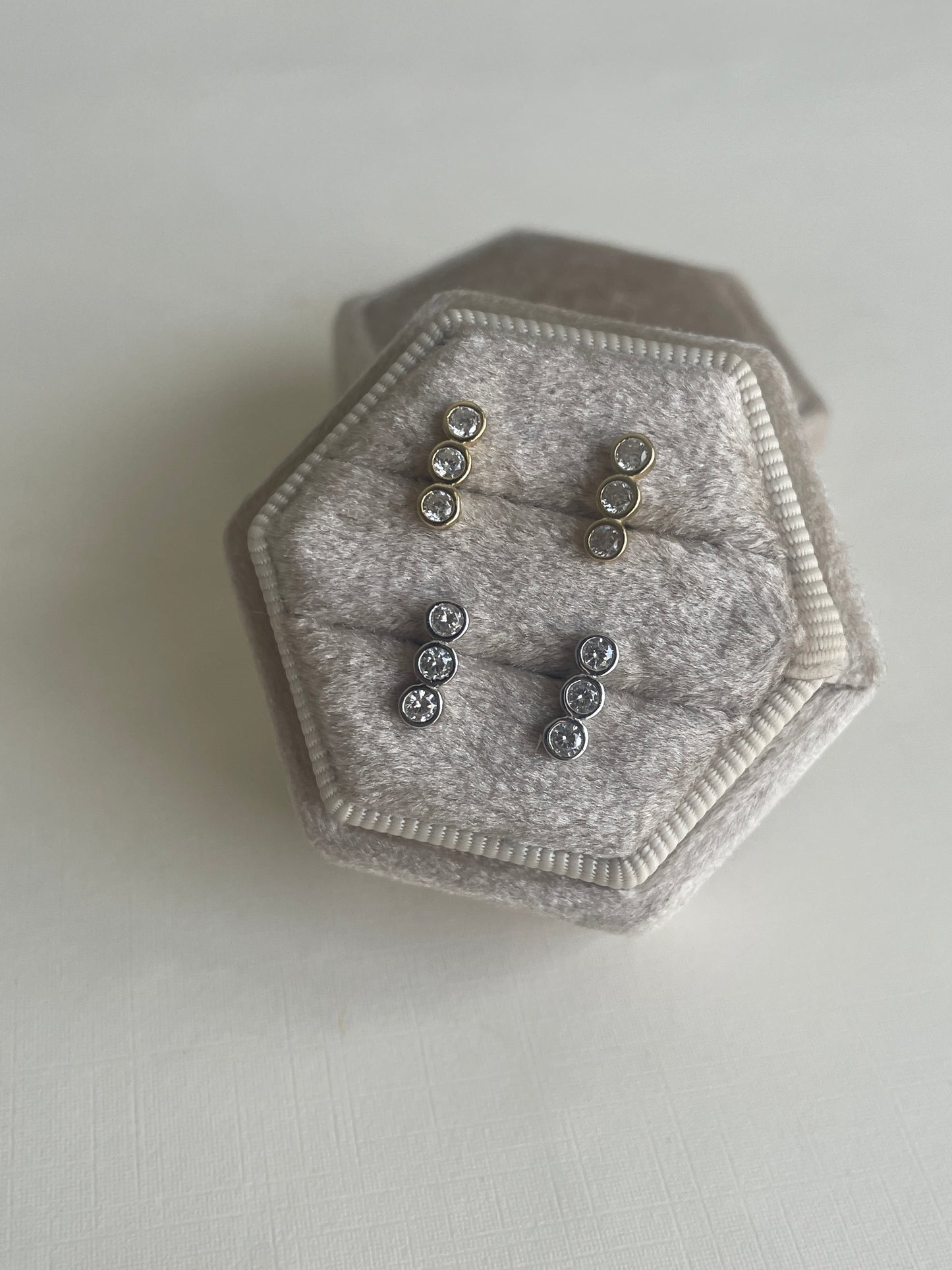 Trinity Bezel Set Sparkle Studs