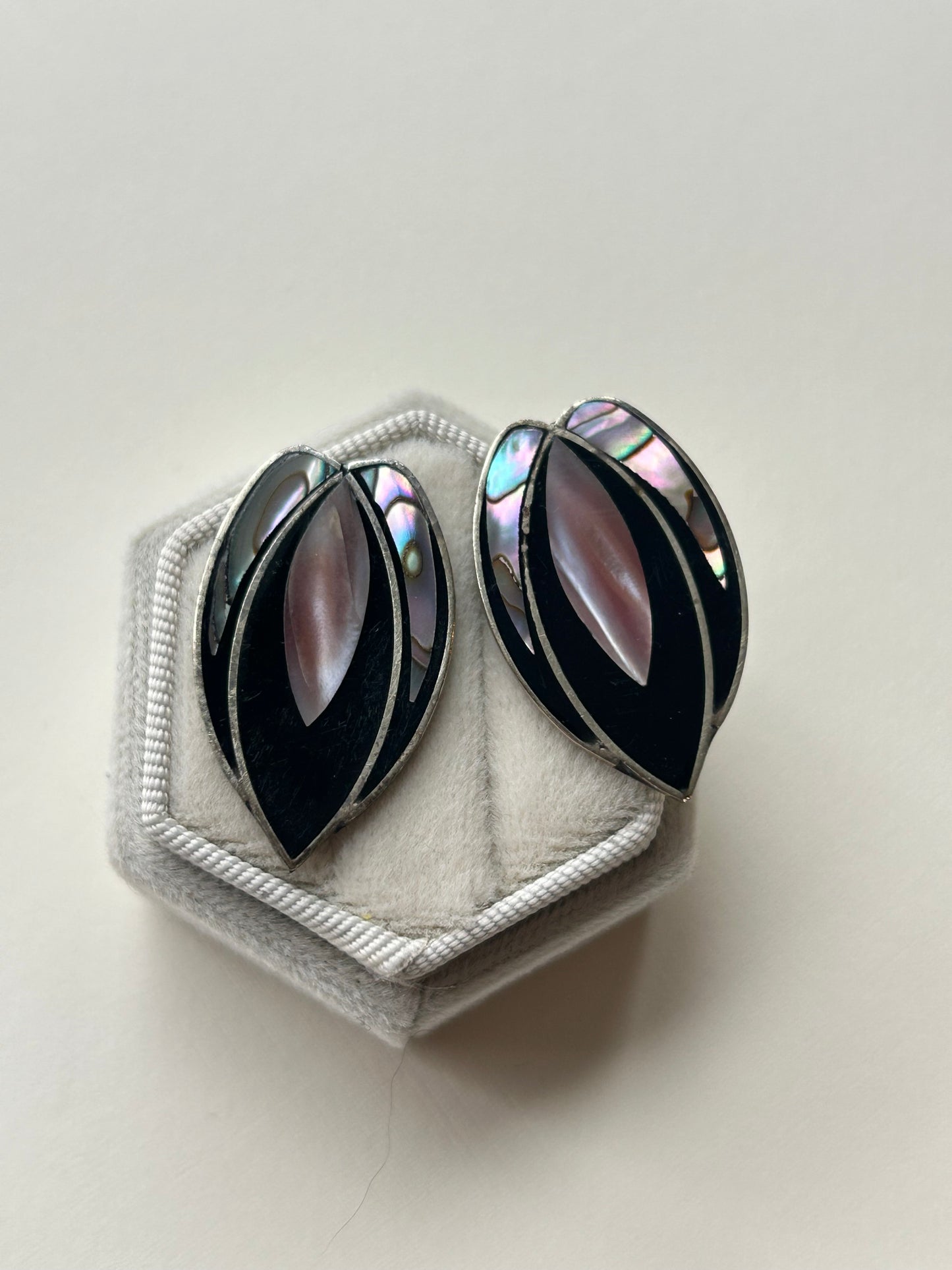 Vintage Budding Abalone Flower Studs