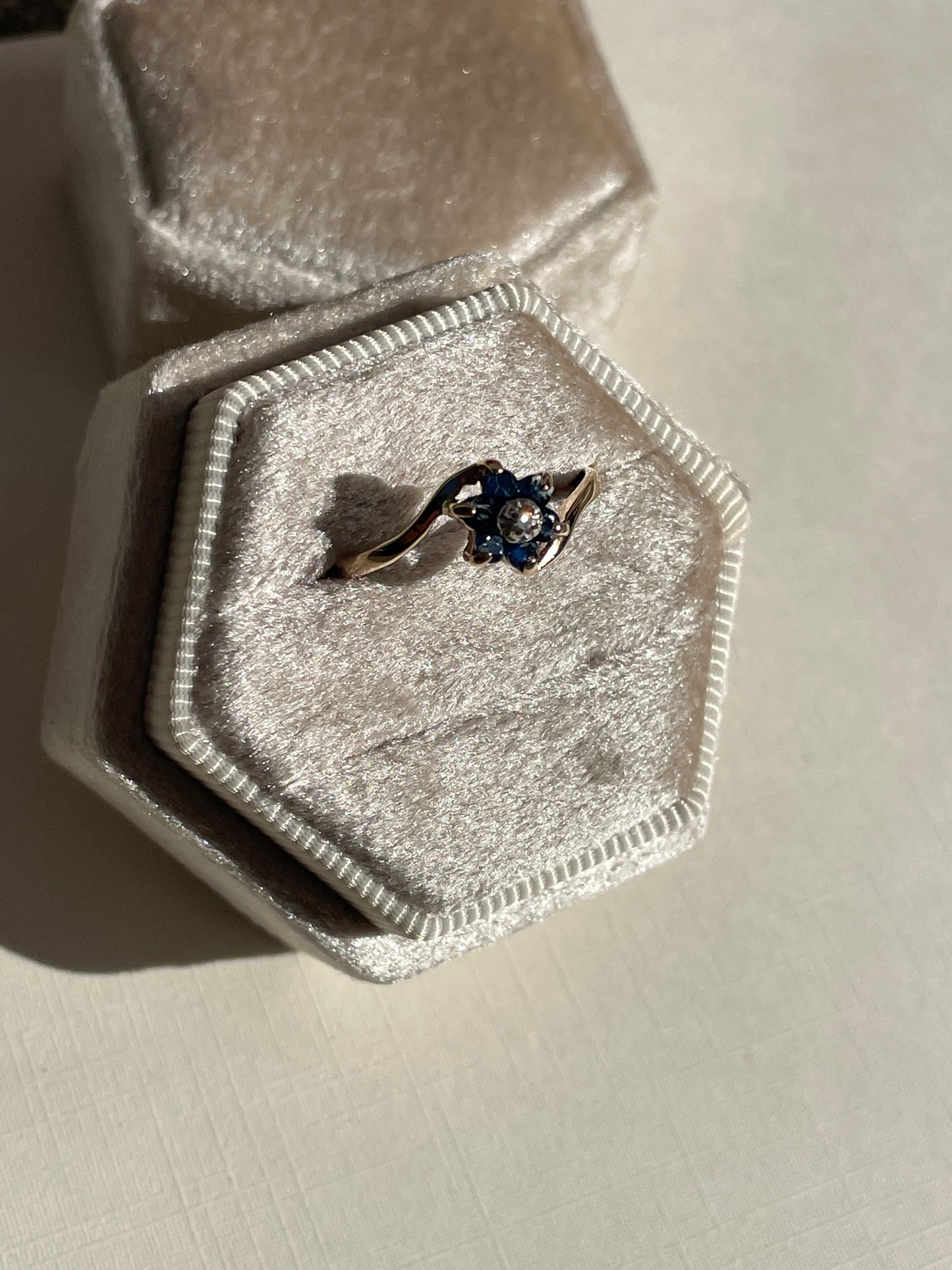 Vintage 10K 6 Sapphire + Diamond Bypass Band