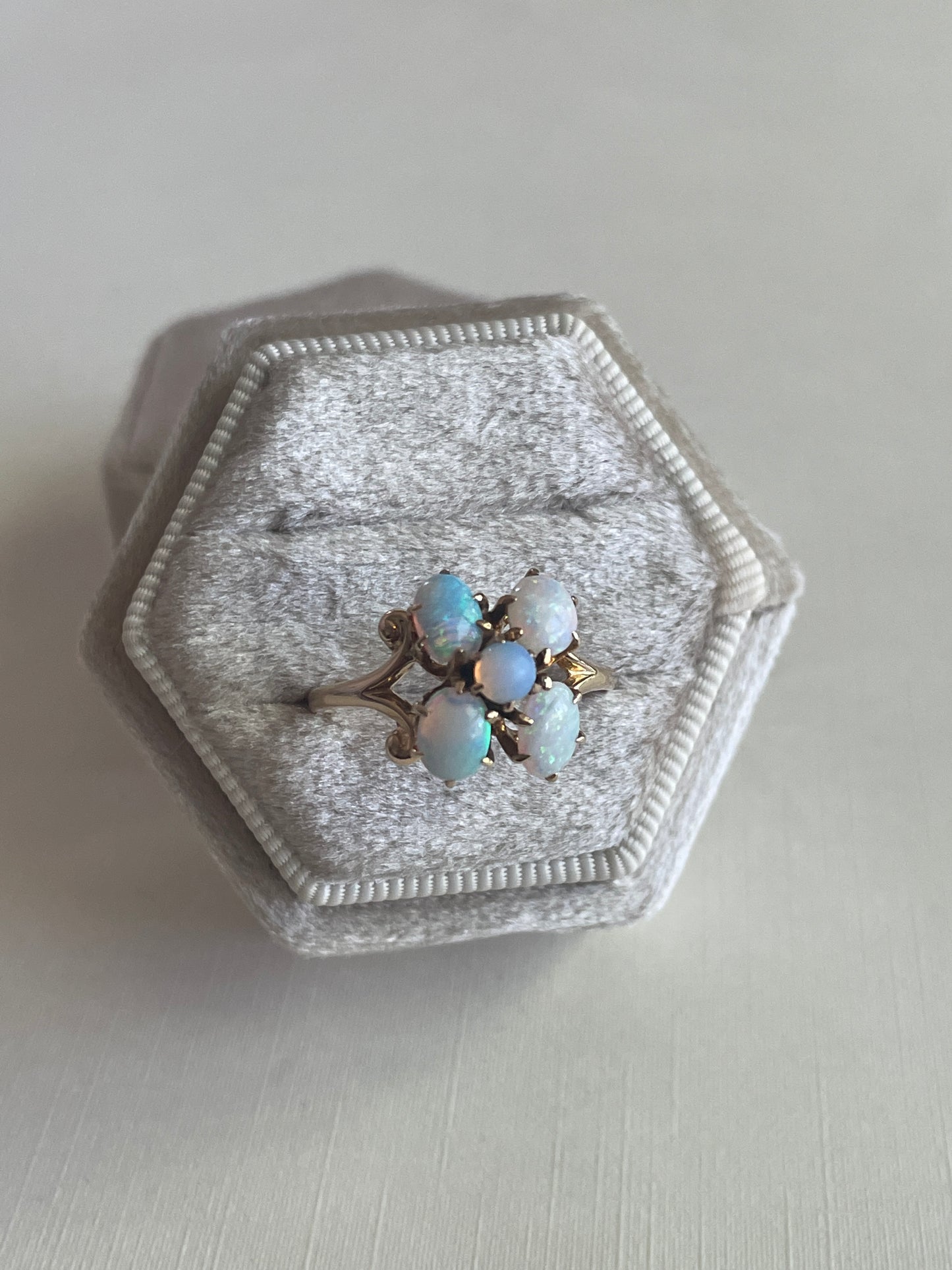 14K Blooming Flower Opal Ring