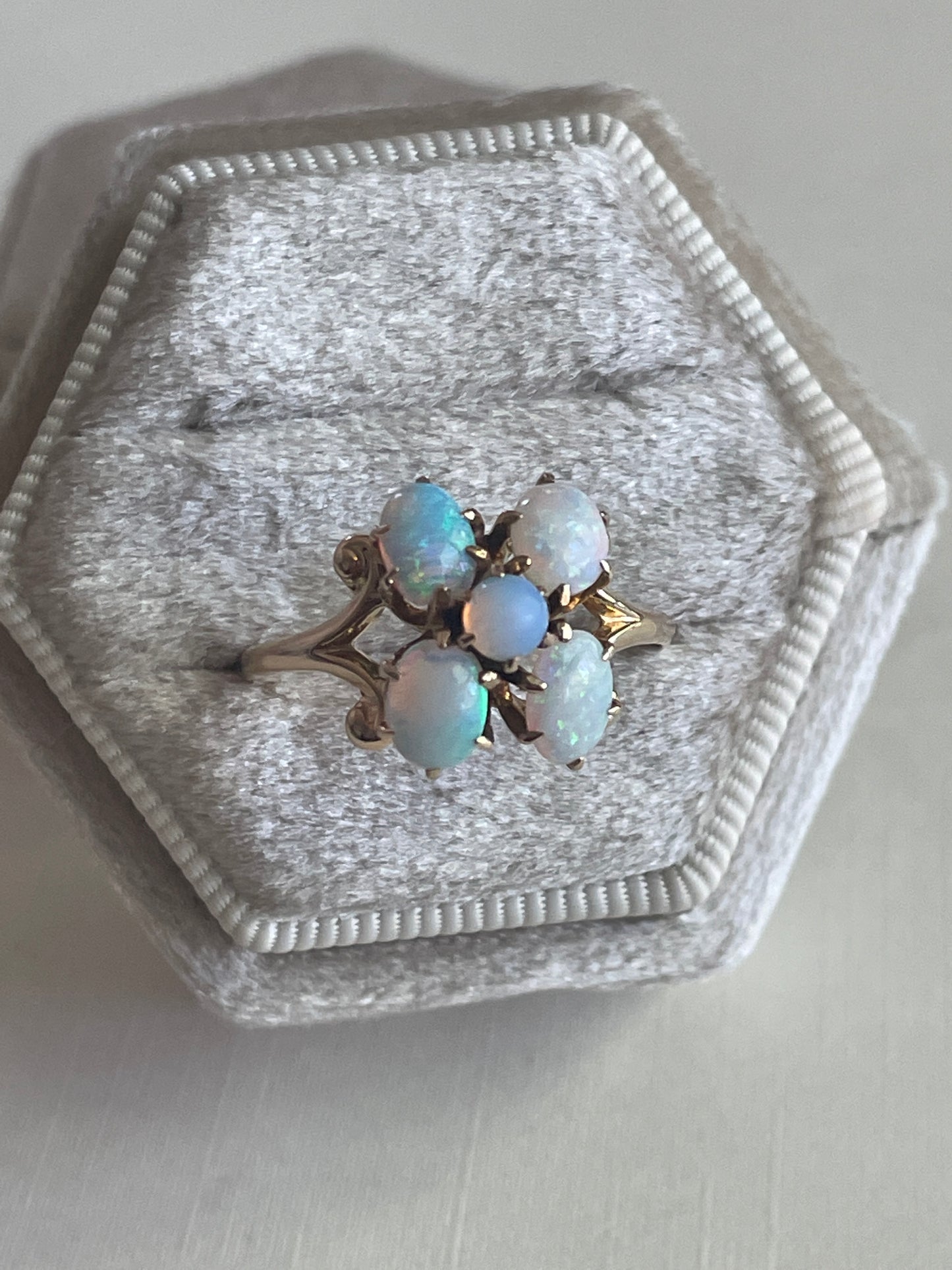 14K Blooming Flower Opal Ring