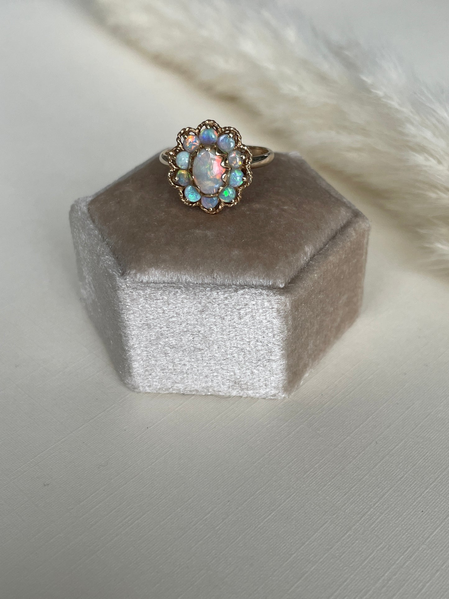 14K Vintage Opal Cluster Ring