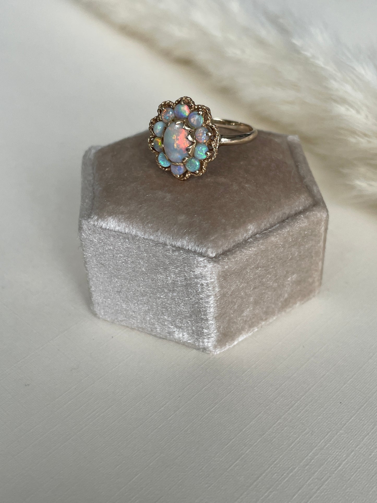 14K Vintage Opal Cluster Ring