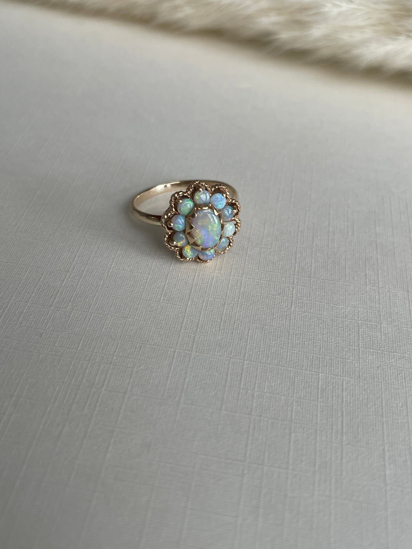 14K Vintage Opal Cluster Ring