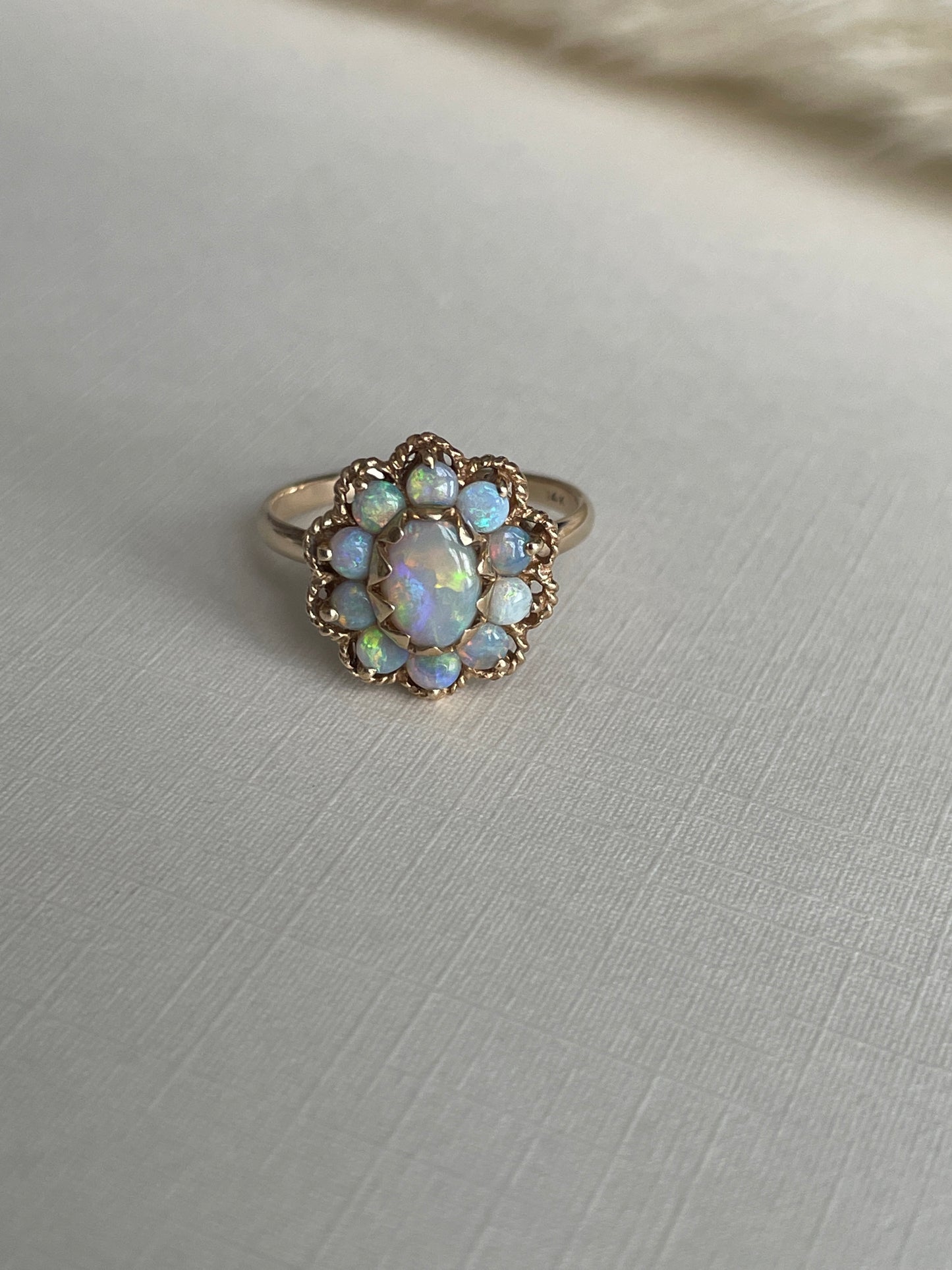 14K Vintage Opal Cluster Ring