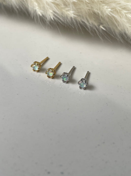 White Fire Opal Studs