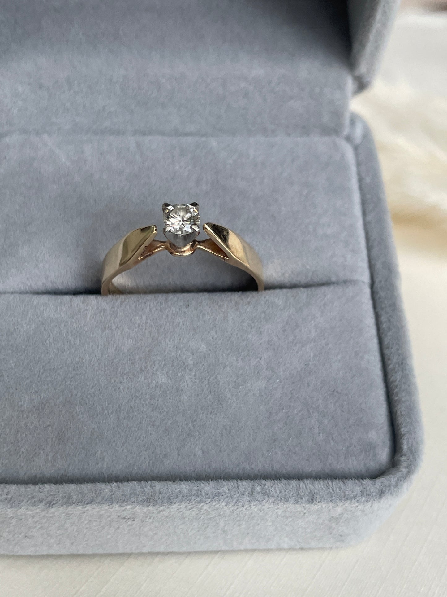 14K Solitaire Diamond Ring