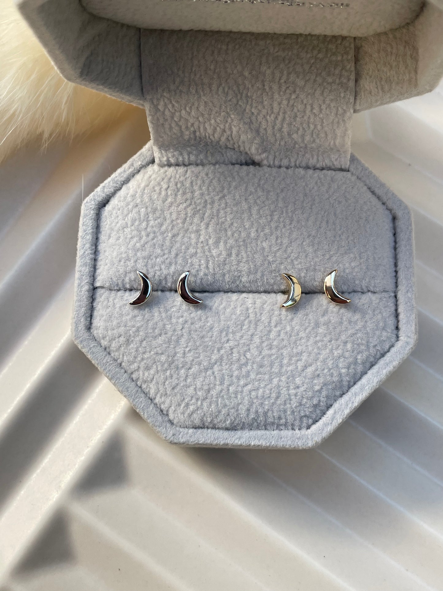 Dainty Crescent Moon Studs