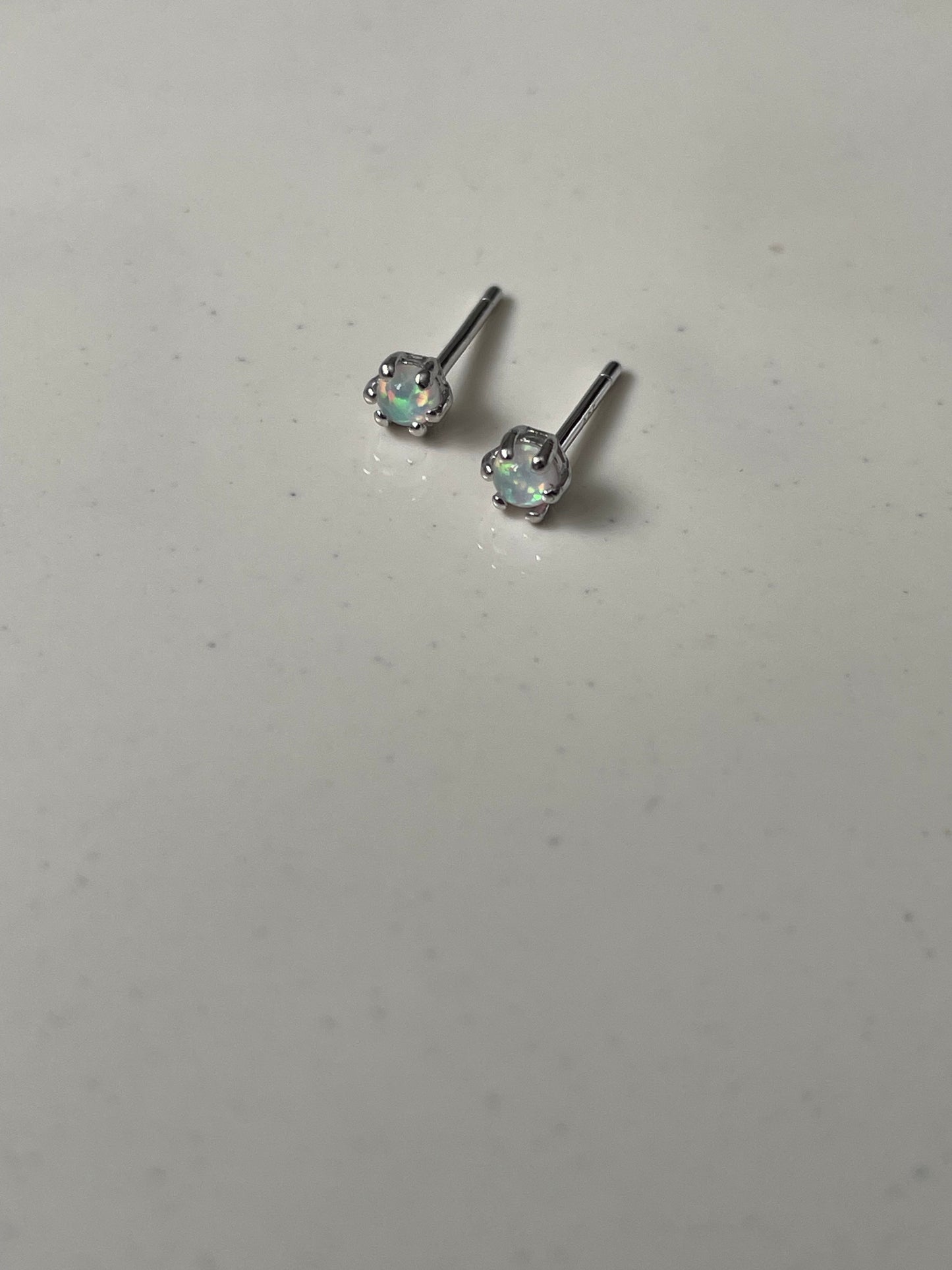 White Fire Opal Studs