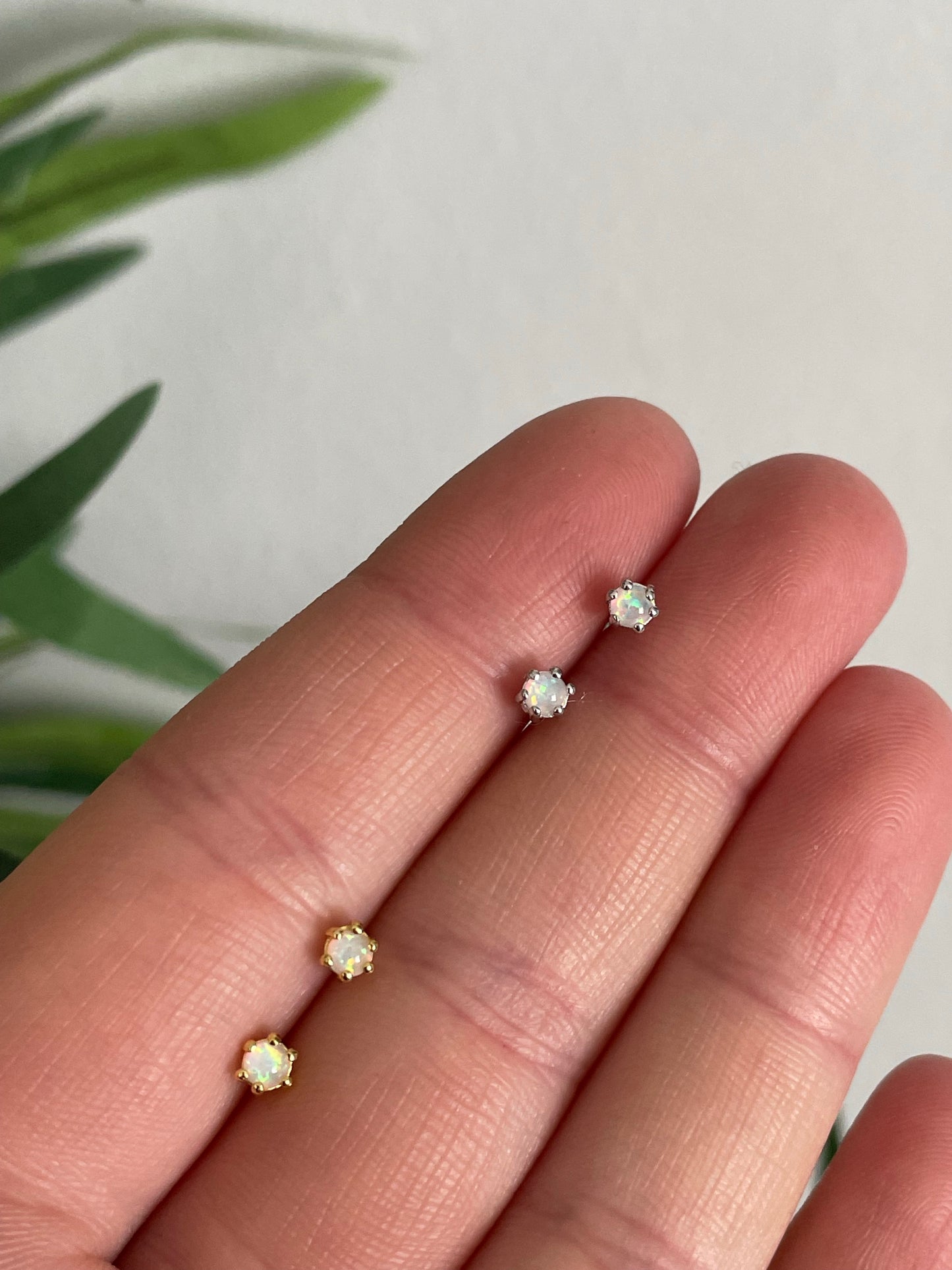 White Fire Opal Studs