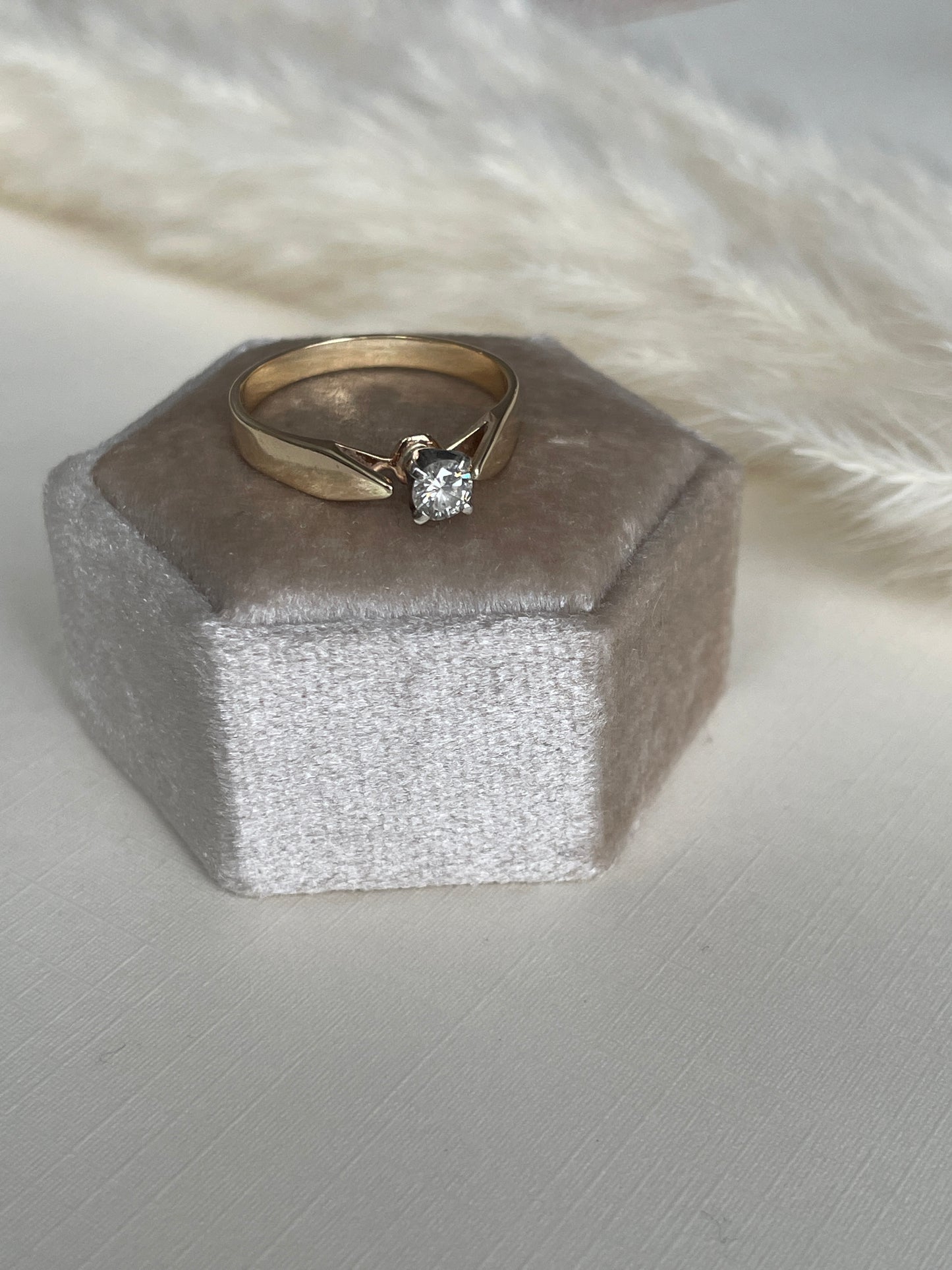 14K Solitaire Diamond Ring