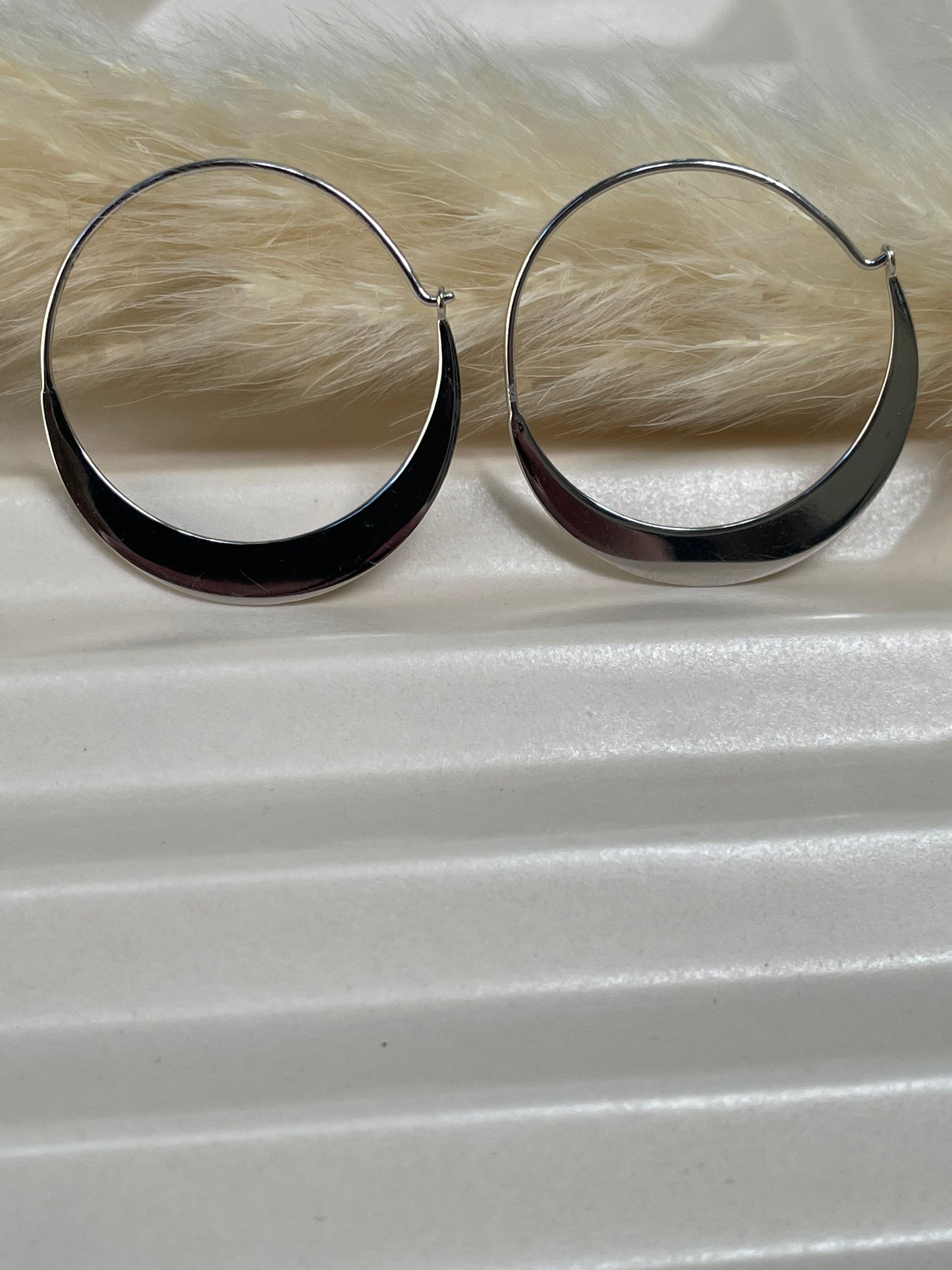 Solid Crescent Moon Hoops
