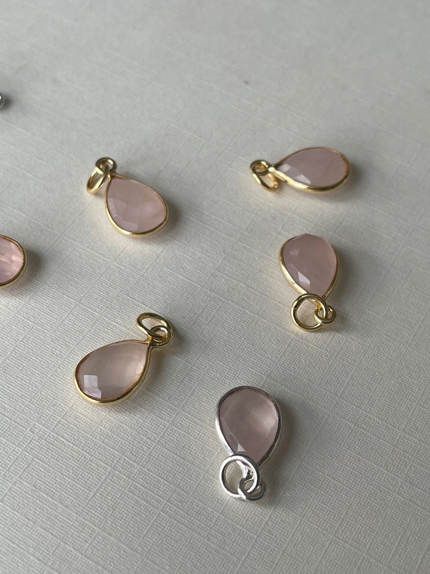 Cotton Candy Rose Quartz Teardrop Pendant