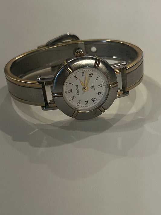 Vintage Two Toned Buckle Cardinal Bangle Watch
