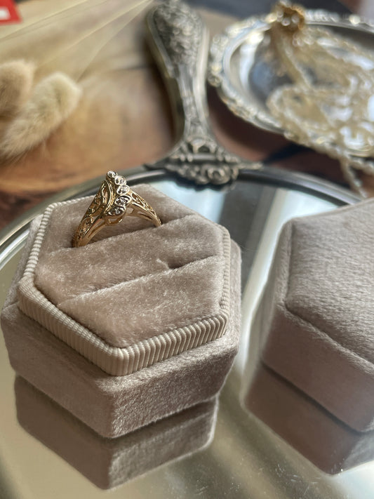 Filigree Diamond Wishbone Ring