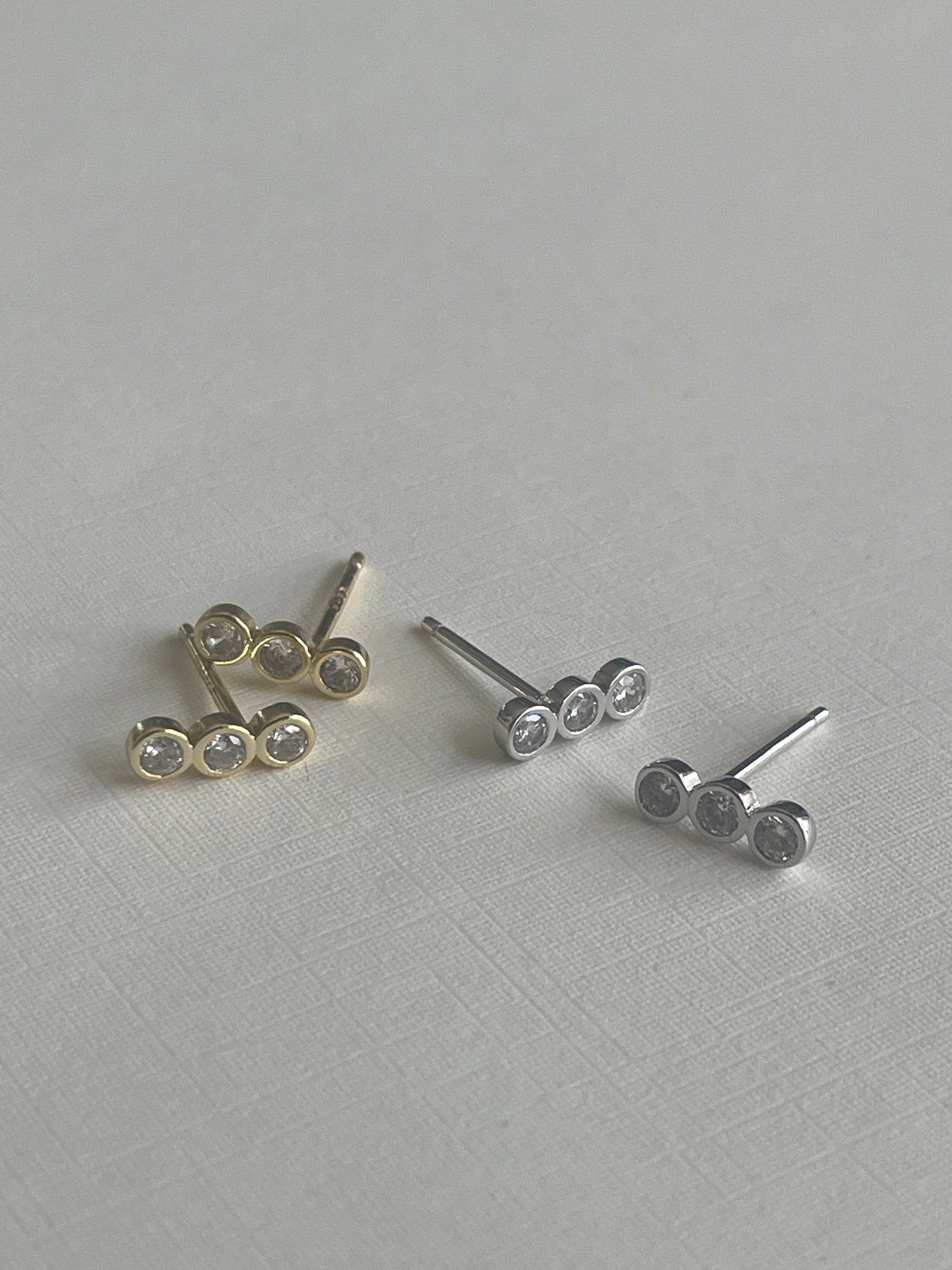 Trinity Bezel Set Sparkle Studs