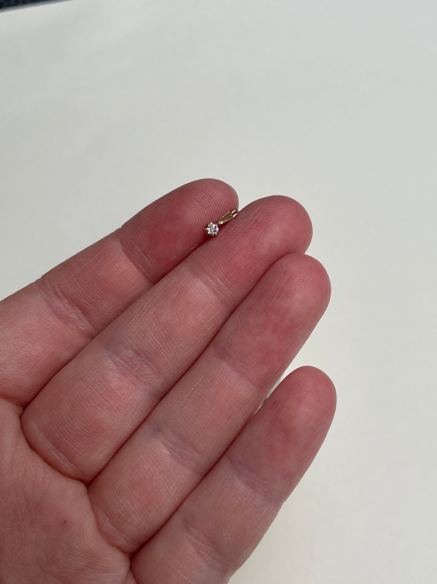 Tiny 14K Diamond Pendant