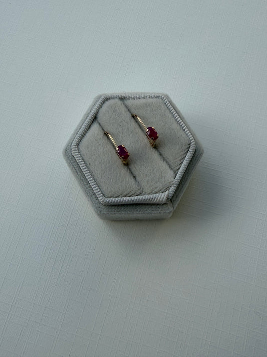 10K Ruby Dangle Earrings