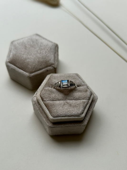 Square Moonstone Silver Band