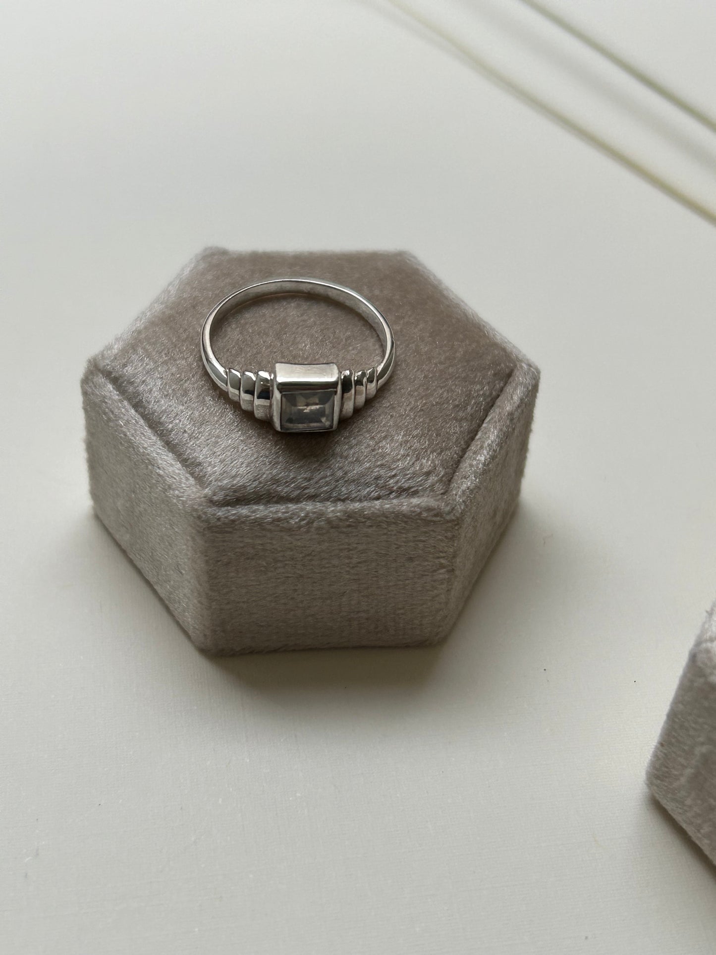 Square Moonstone Silver Band