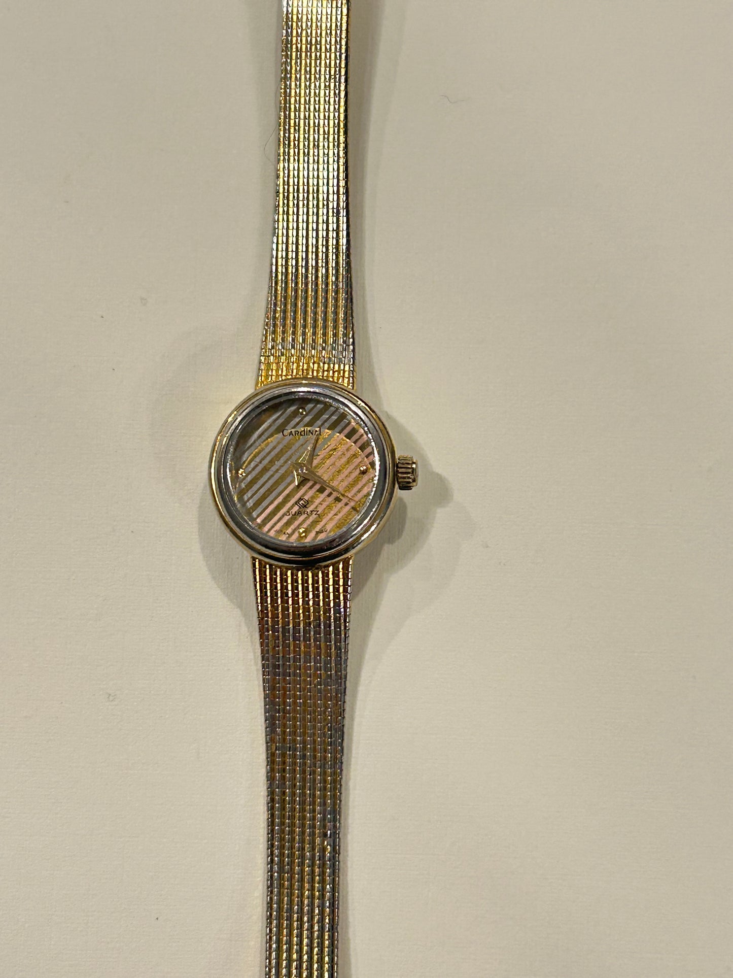 Rare Striped-Dial Cardinal Tri-Tone Watch (1980s) *Not Working*