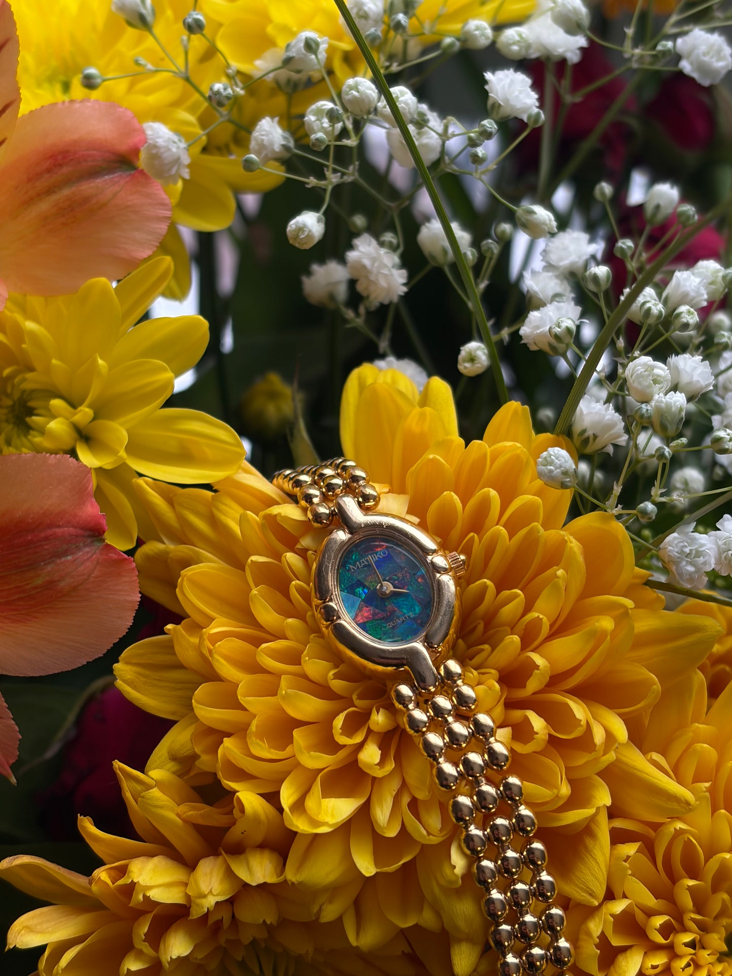 Vintage 1980's Matiko Opal Face Cocktail Watch