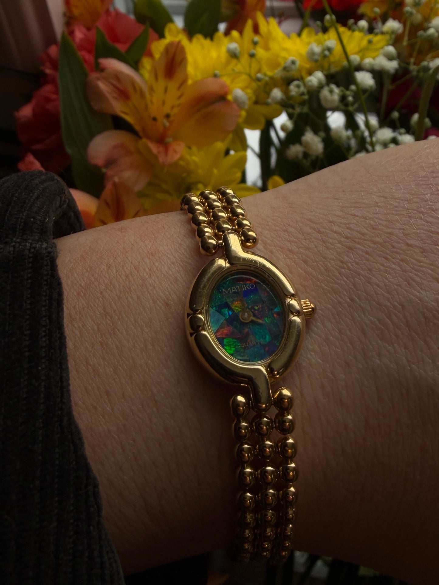 Vintage 1980's Matiko Opal Face Cocktail Watch
