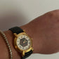 Vintage Dichroic Gold Toned + Leather Japanese Made Watch