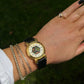 Vintage Dichroic Gold Toned + Leather Japanese Made Watch