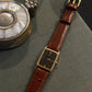 Vintage Seiko Tank Watch with Brown Grain Leather Strap (1980s)