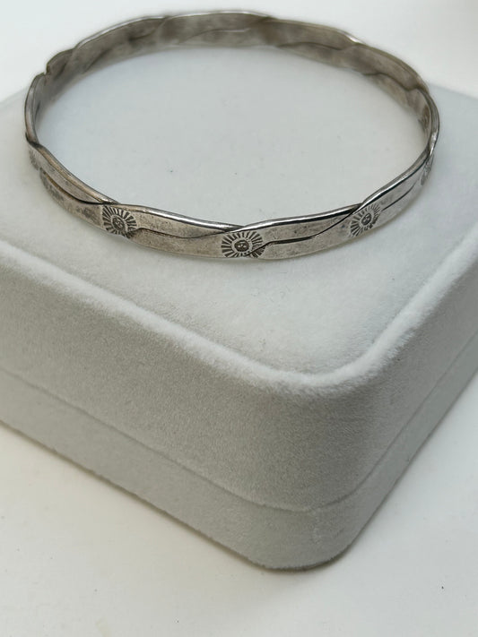 Vintage Mexican Silver Sun Bangle