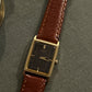 Vintage Seiko Tank Watch with Brown Grain Leather Strap (1980s)