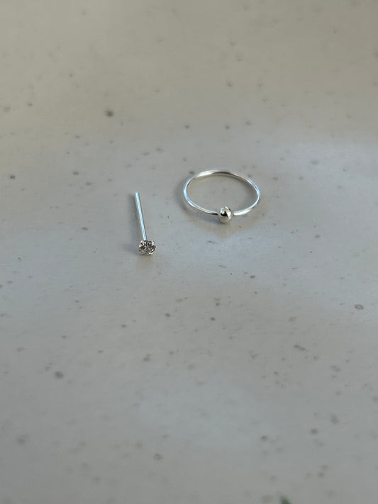 Silver Hoop + Sparkle Set