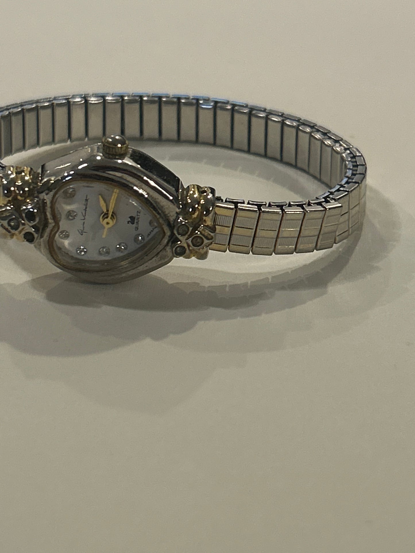 Vintage Gloria Vanderbilt Silver Heart-Dial Quartz Watch