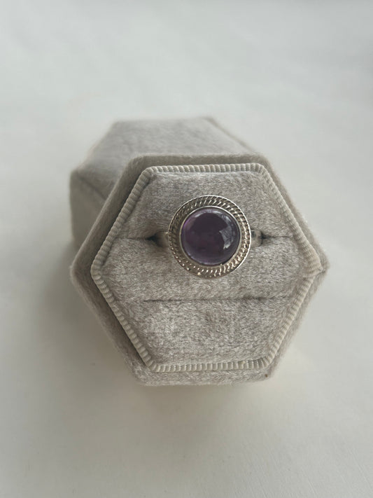 Amethyst Braided Bezel Ring Silver