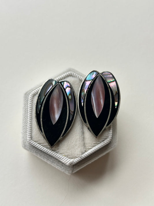 Vintage Budding Abalone Flower Studs