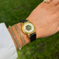 Vintage Dichroic Gold Toned + Leather Japanese Made Watch