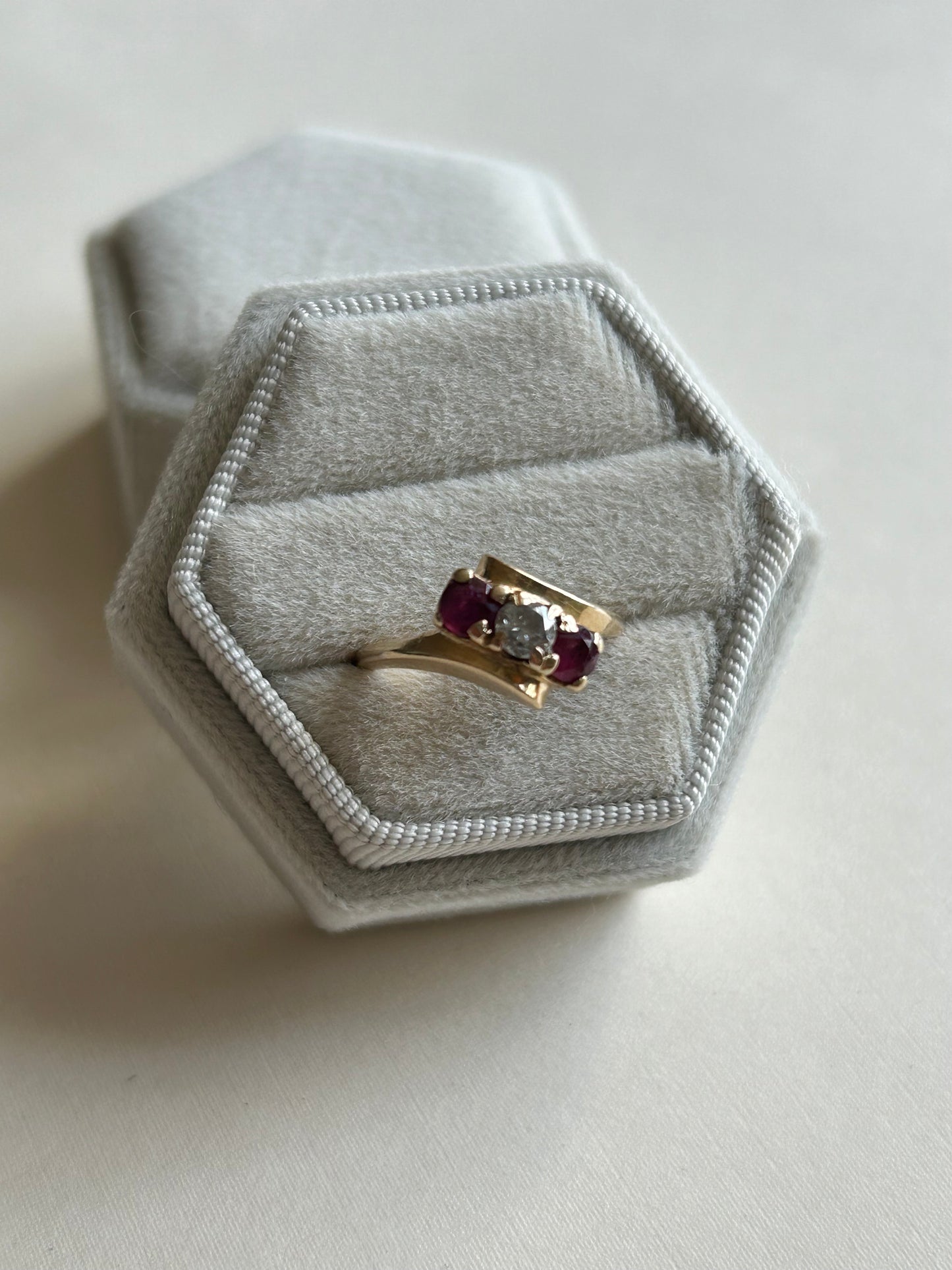 14K Ruby and Diamond Bypass Ring