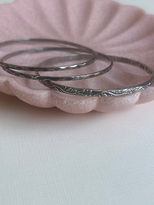 Vintage Patinated Silver Bangles