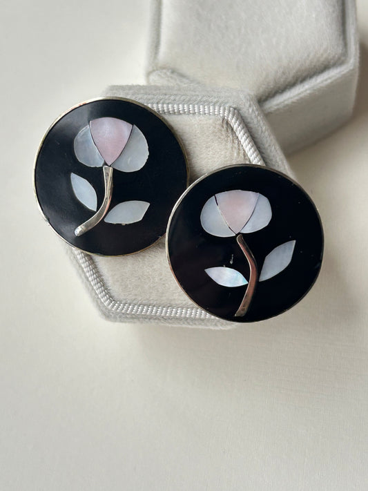Vintage Abalone Tulip Studs